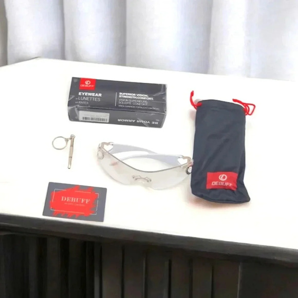 Debuff Linked Hearts clear lens white glasses with bag and tools NWOT - Picture 1 of 3